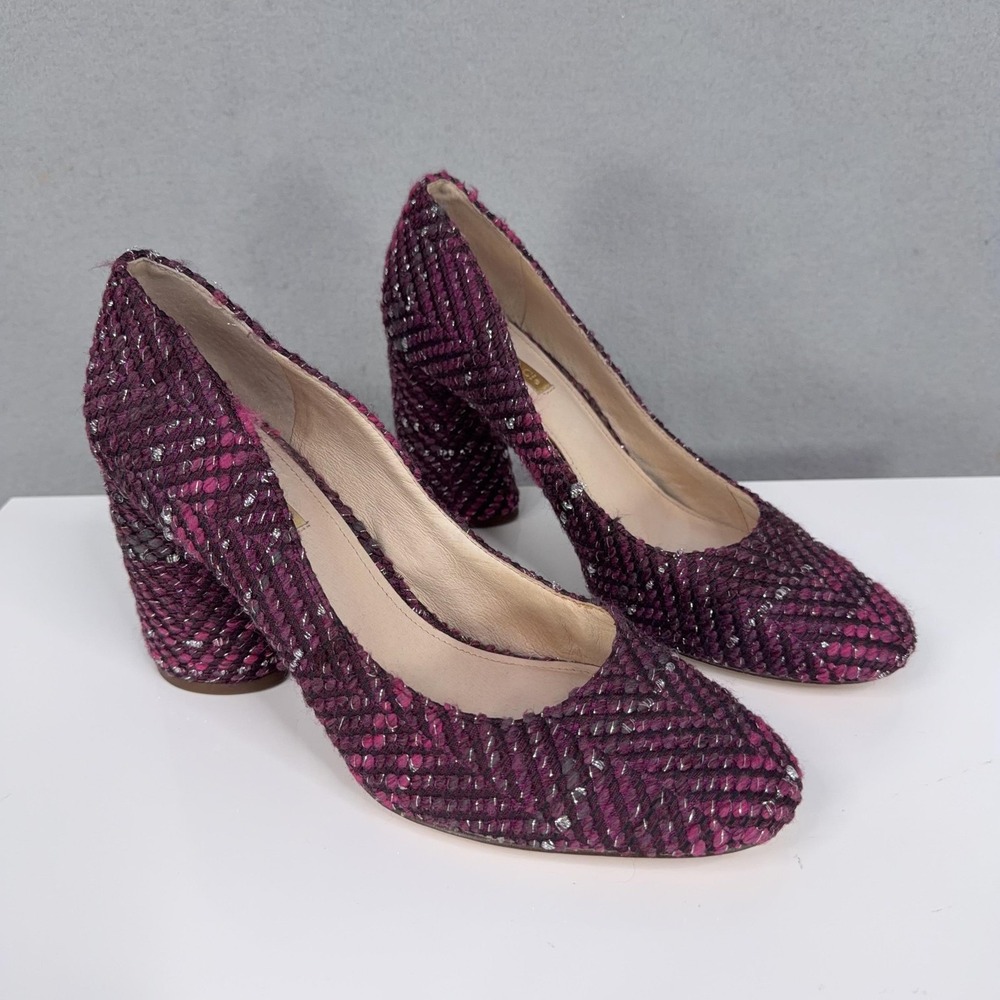 Louise Et Cie Pumps Womens Size 9 Purple Chevron Tweed Block Heel Shoes EU40